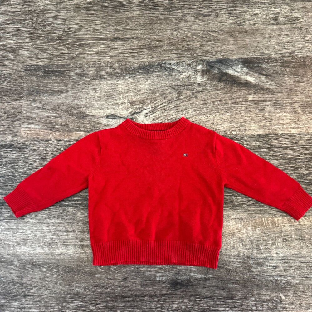 Tommy Hilfiger Kids Classic Red 100% Cotton Crewneck Sweater 12M
